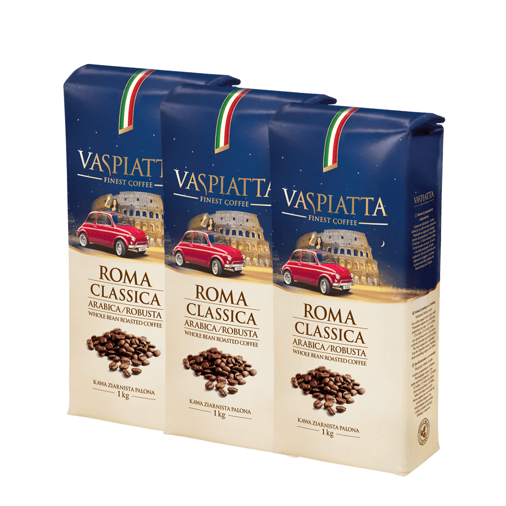 Pakiet 3x1kg Kawa Ziarnista Vaspiatta Roma Classica